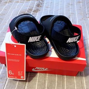 New in box black Nike kawa slides (TD)size 6c